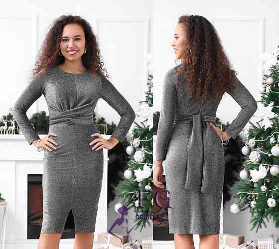 Нарядное платье миди с люрексом 