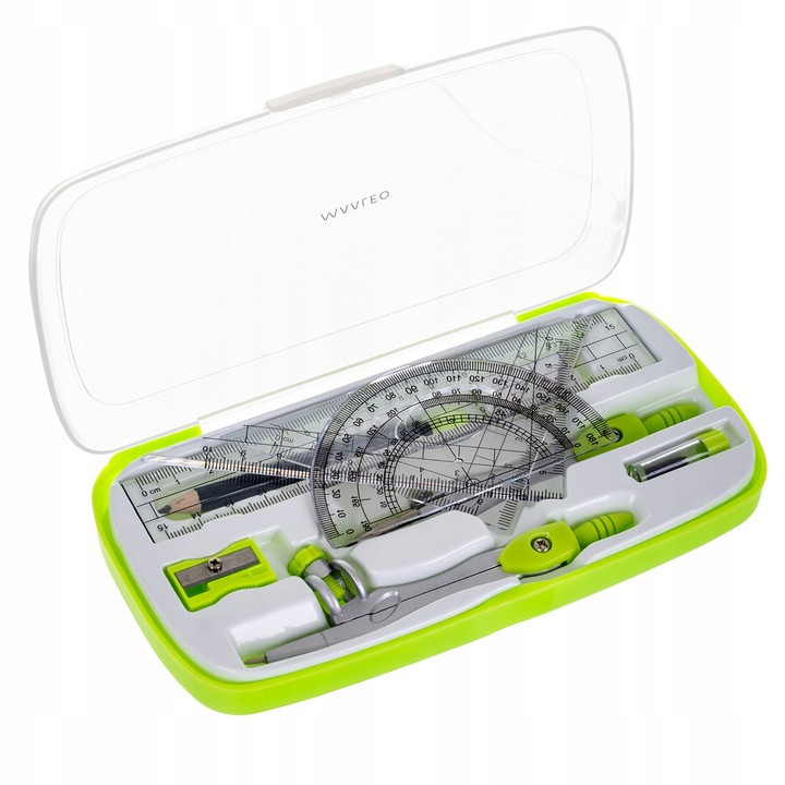 Геометричний набір 10 предметів лінійка, циркуль, транспортир, шкільний кутник Maaleo (26170) Нововолинськ - фото 2