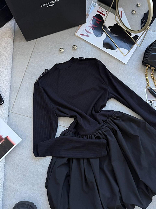 Женское базовое платье с пышной юбочкой рубчик+софт Черный, 42/44 Одесса - изображение 7