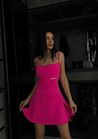 Жіноча спортивна мінісукня-комбінезон на бретелях мікродайвінг + чашки Малиновий, 46/48 Одеса