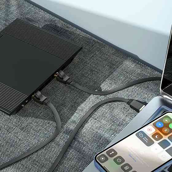 Кабель HOCO US07 General pure copper flat network cable(L=5M) Black Київ