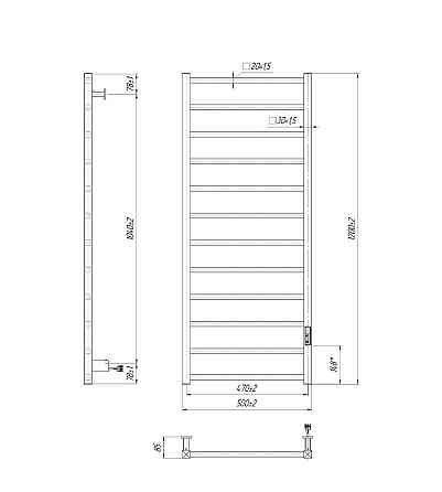 Электрический полотенцесушитель Mario Токио-I 1200x500/80 TR К таймер-регулятор, черный мат Киев