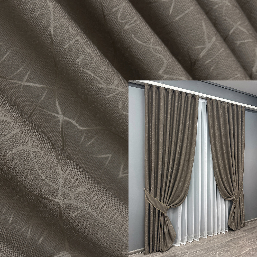 Комплект готових штор VR-Textil Льон Савана № 631ш Какао 150х270 см 2 шт (30-387) Київ - фото 9