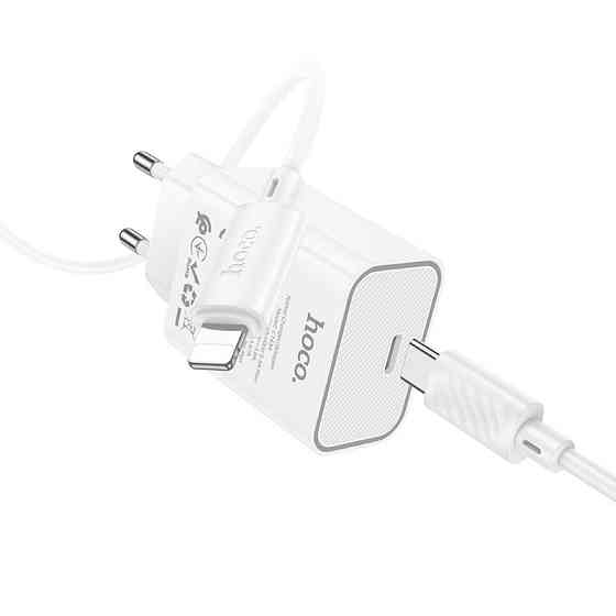 Сетевое зарядное устройство с кабелем HOCO C143A Benefit single port PD20W charger set(C to iP) White Одесса