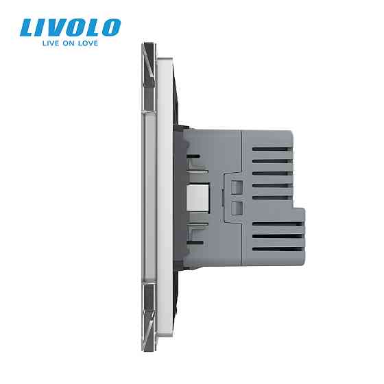 LIVOLO Електрична розетка з USB Type-C 18Вт для зарядки, з заземленням, LIVOLO, біла, скляна ра Коломия