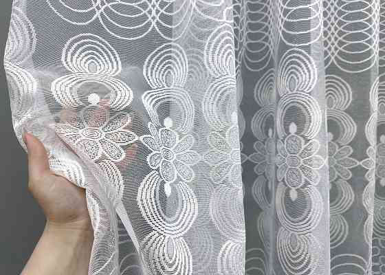 Тюль жаккард, цвет белый 1608т Киев