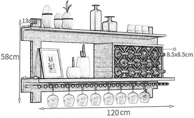 Настінна винна полиця "Хокуто 120" зефір Миколаїв - фото 3