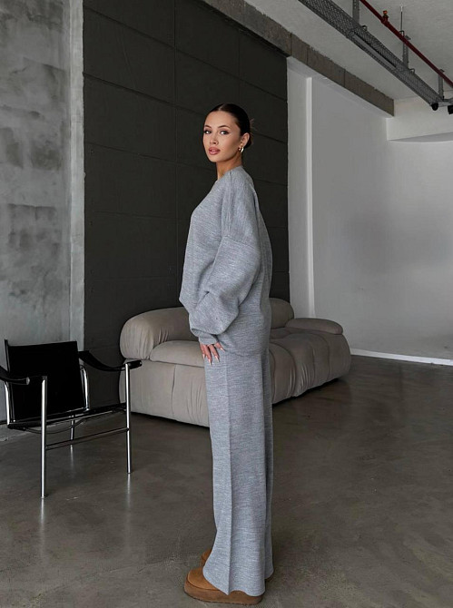 Жіночий затишний базовий костюм двійка з турецької ангори-кашемір Сірий, 46/48 Одеса - фото 2