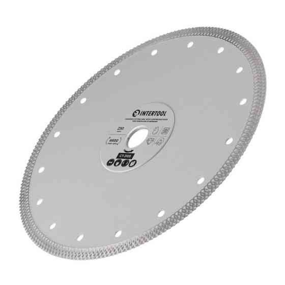 Диск отрезной алмазный, со сплошной кромкой, по керамогранита, 230 мм, 36%, 6600 об/мин INTERTOOL CT-3105 Киев