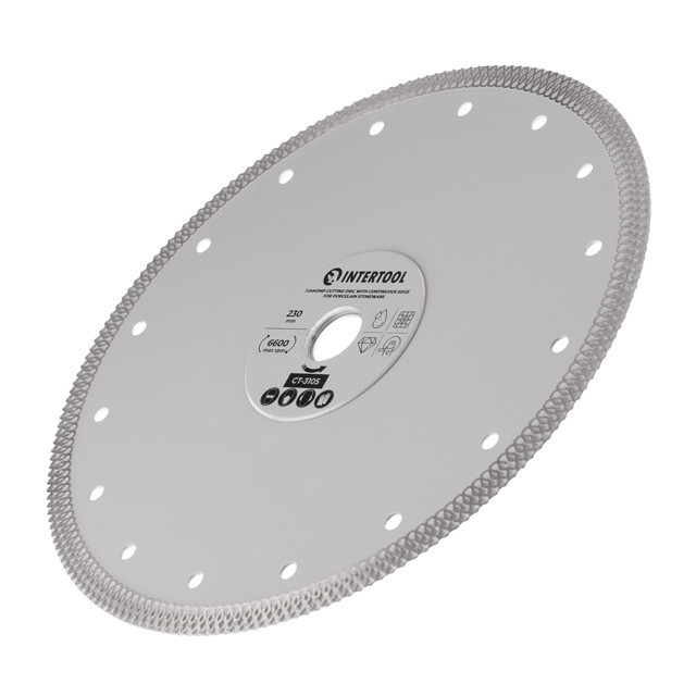 Диск відрізний алмазний, з суцільною кромкою, по керамограніту, 230 мм, 36%, 6600 об/хв INTERTOOL CT-3105 Київ - фото 3