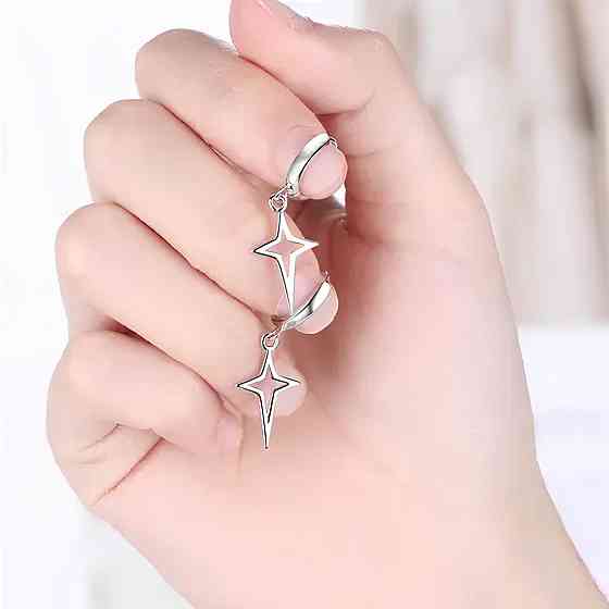 Серьги звезды RESTEQ 3,2 см серьги звездочки серебристые бижутерный сплав стильные аксессуары серьги на каждый день праздничные Киев