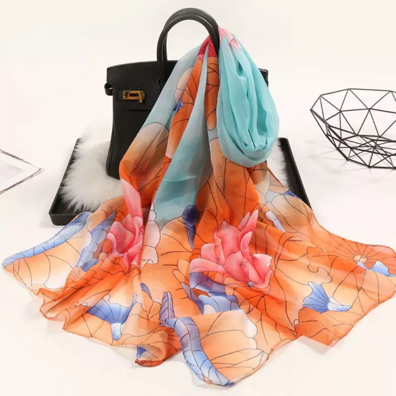 Женский шифоновый шарф на шею 150 на 46 см разноцветный Киев - изображение 2