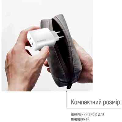 Зарядний пристрій ColorWay GaN Mini 50W PD Port PPS USB (Type-C PD 30W + Type-C PD 20W) white (CW-CHS050PD-WT) Вінниця