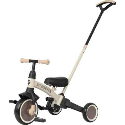 Дитячий велосипед QPlay Stager 3 в 1 з ручкою, біговел, Beige-Brown (T80STAGERBeigeBrown) Вінниця
