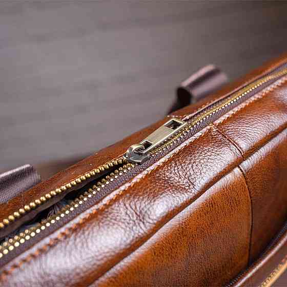 Ділова чоловіча сумка з зернистої шкіри Коричнева (Vintage) Київ