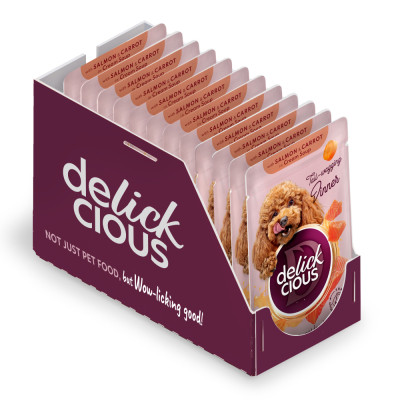Вологий корм для собак Delickcious Смужки з лососем та морквою в крем-супі 85 г (4820269142053) Вінниця - фото 2