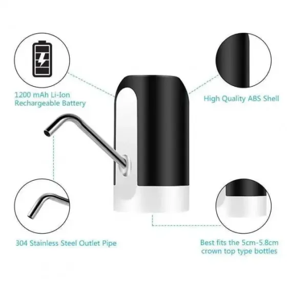 Электрическая помпа для бутилированной воды Automatic water dispenser с подсветкой на бутыль 19 л Черный Коломыя