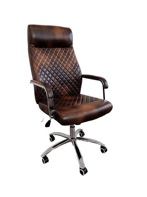 Офісне крісло керівника Tehforward Phoenix хром Anyfix Коричневий Дніпро - фото 1