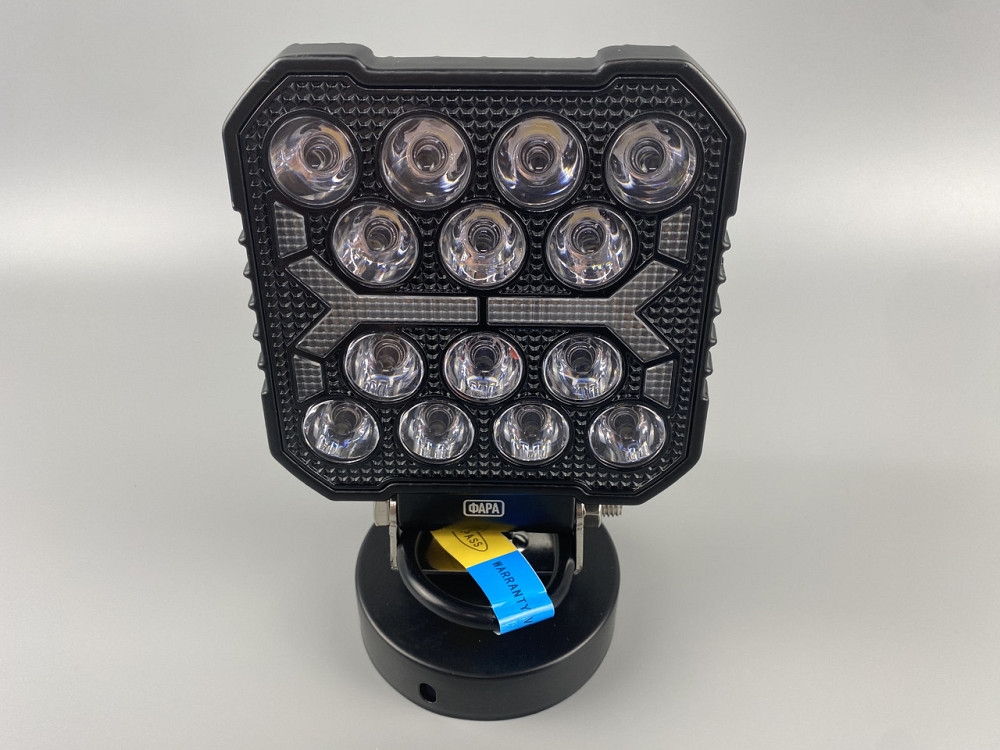 Фара LED квадратна 16 Led chip 12/24V. Широкий промінь + DRL світло (жовта горизонт лінія), світло 6500К, IP67 Мукачево - фото 6