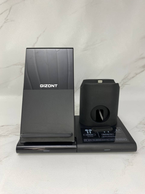 Б/у Беспроводное зарядное устройство GIZONT 3 в 1 док-станция для iPhone, Apple Watch, AirPods съемная Qi 10W Black Киев - изображение 7
