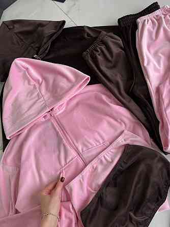 Жіночий прогулянковий костюм четверка: худі, топ, шорти та штани турецький велюр спорт Барбі Одеса