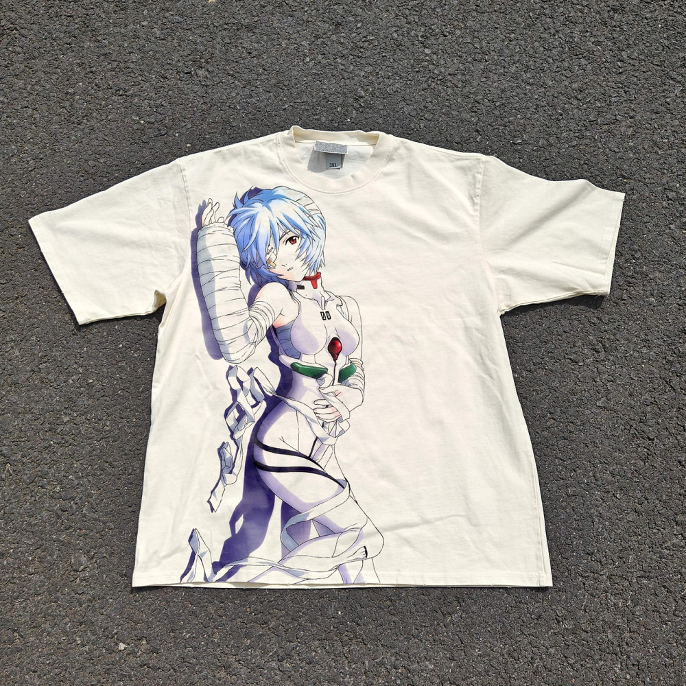 Футболка чоловіча з принтом аніме Неон Генезис Євангеліон Реі Айанамі Плугсуіт оверсайз (S/M/L) Черний Дніпро - фото 9