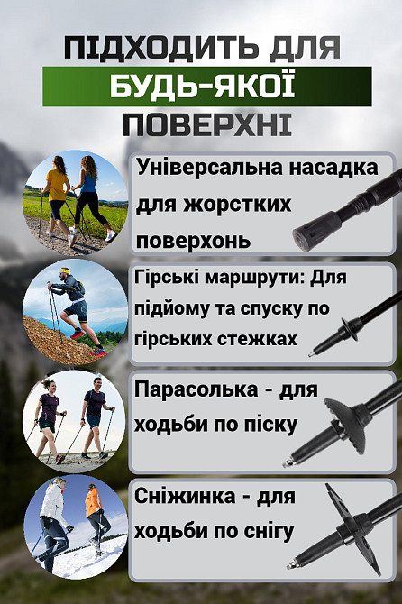 Палиці для скандинавської ходьби трекінгові палиці туристичні для спортивної ходьби PowerPlay 9110 80-135см Київ - фото 6