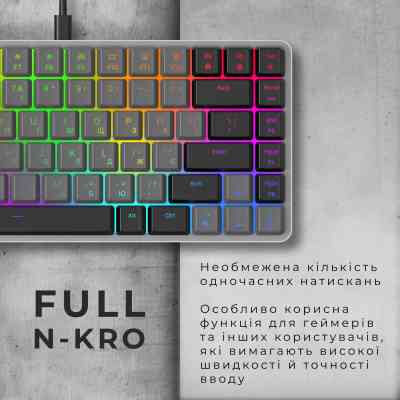 Клавіатура GamePro MK141R Red Swich Low Profile RGB USB Dark Gray (MK141R) Вінниця