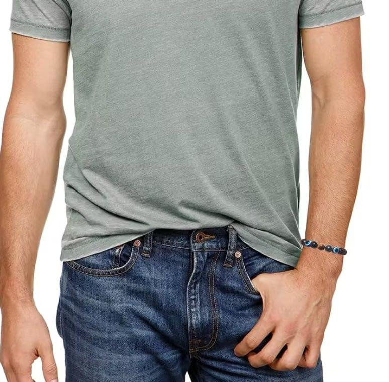 Браслет из натуральных камней тигровый глаз, гематит, обсидиан и бусины глаз от сглаза, мужской браслет на резинке Киев - изображение 3