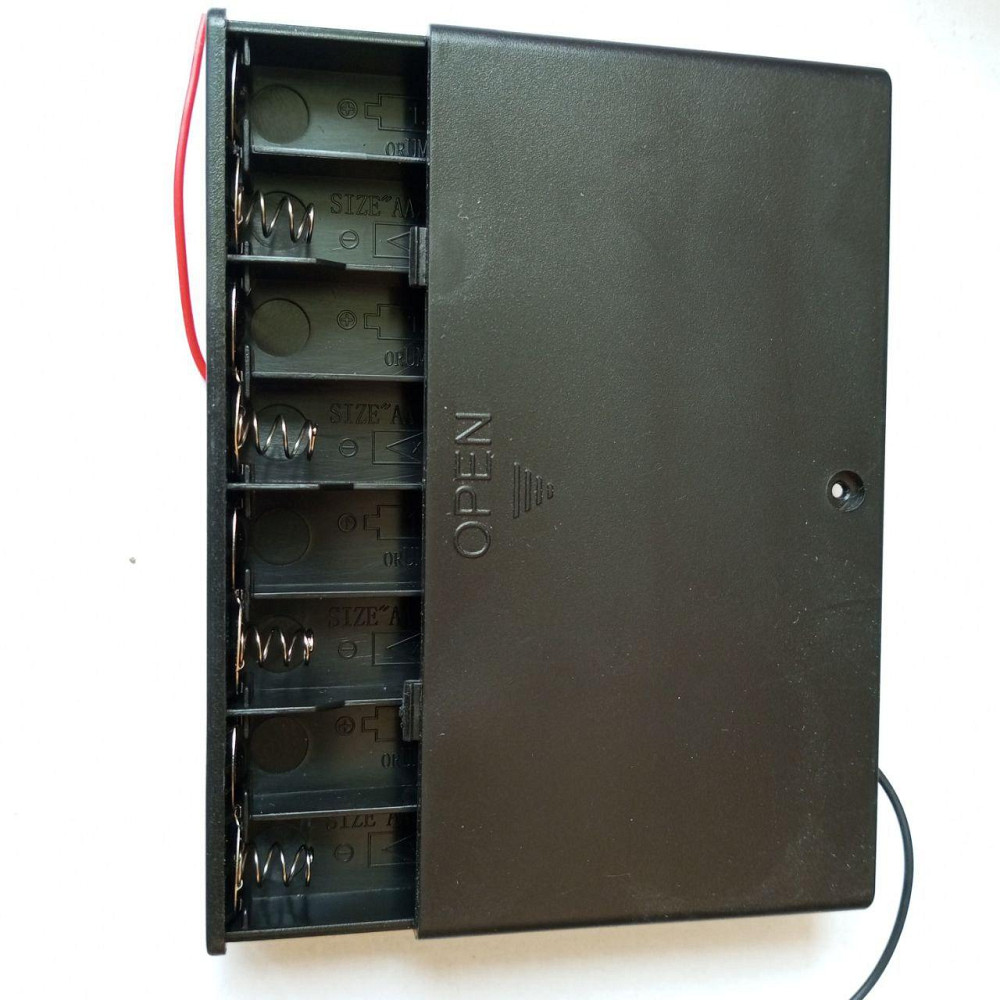 Корпус для восьми батарейок типу АА Daier BH5-8003, з кришкою і перемикачем ON-OFF, з проводками 15  Полтава - фото 1