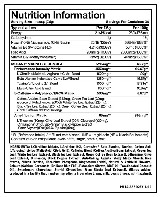 Передтренувальний комплекс MUTANT Madness 225 g (Sweet Iced Tea) Луцьк - фото 3