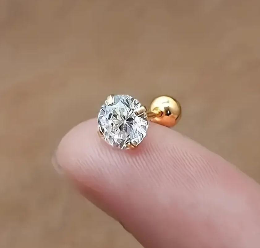 Набор из 3 пар минималистических серьг-пусетов с цирконием | Разные размеры Киев - изображение 2