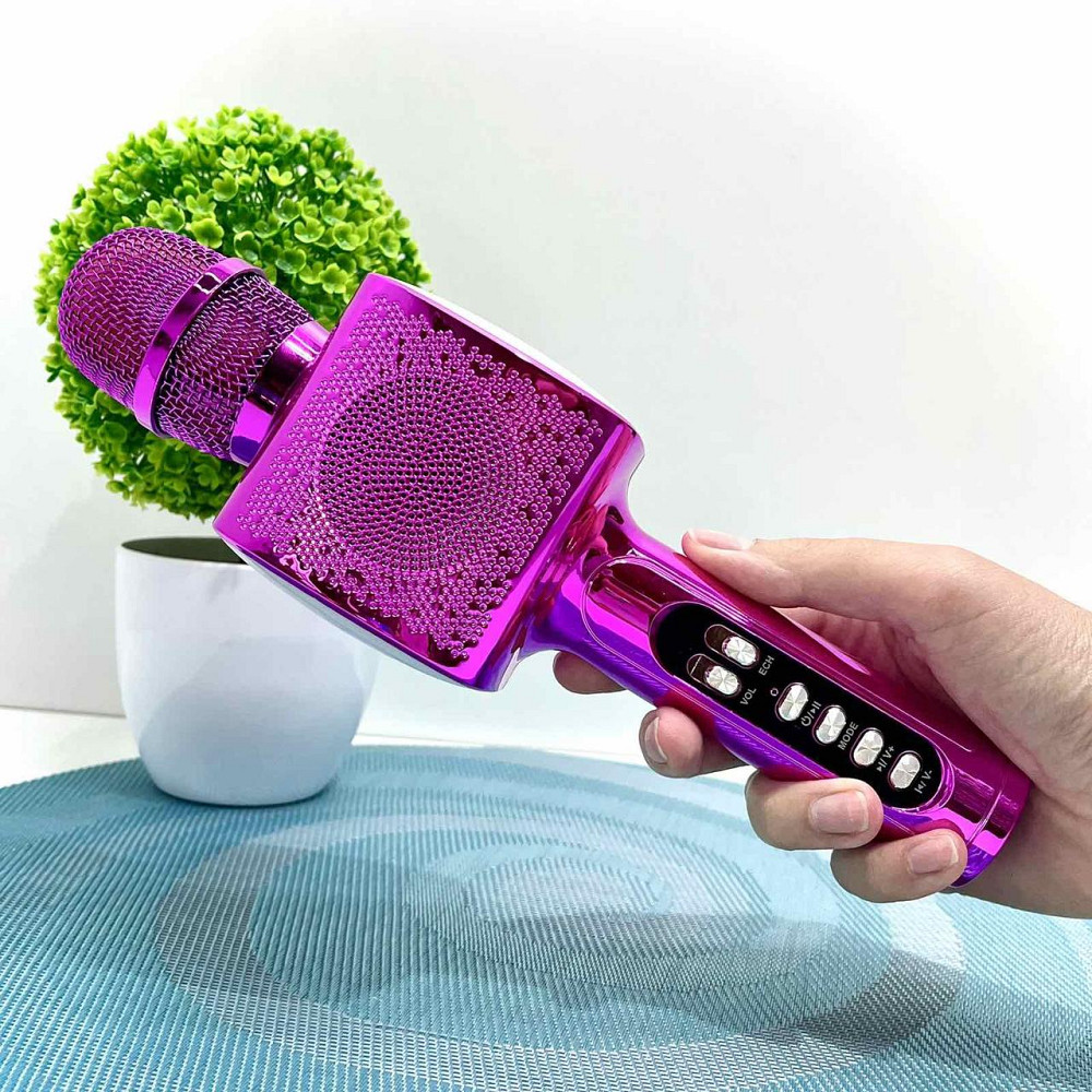 Мікрофон бездротової караоке bluetooth USB акумулятор TF слот 25см Фіолетовий (L20) Чернігів - фото 3