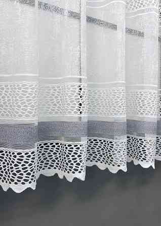 Короткий тюль VR-Textil 1947т Жаккард Белый с серым 300х145 см (42-0899) Киев