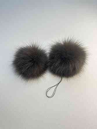 Помпони бубони хутряні песцеві на шапку 10-12см Коричневий Харків