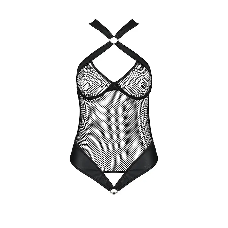 Сітчастий боді з халтером Passion Amanda Body L/XL, black Львів - фото 3