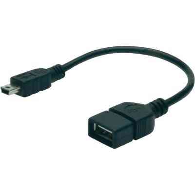 Дата кабель USB 2.0 AF to mini-B 5P OTG 0.2m Digitus (AK-300310-002-S) Вінниця