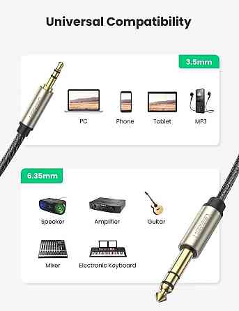 Аудио кабель UGREEN AV127 3.5 мм - 6.35 мм TRS Stereo Audio Cable 2m UGR-10628 Одесса