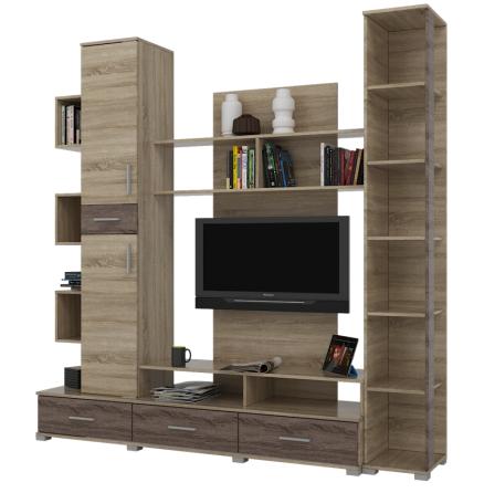 Стенка для гостиной Эверест Бриз + Пенал 18 сонома + трюфель (DTM-2328) Львов