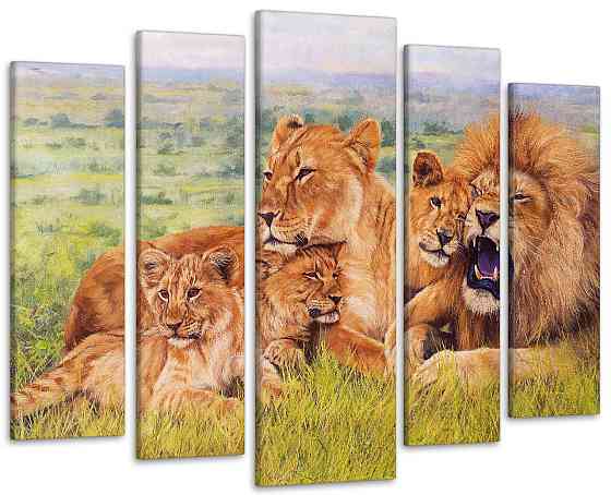 Модульна картина у вітальню / спальню Прайд левів Art-253_5 ( 80х118см ) Київ