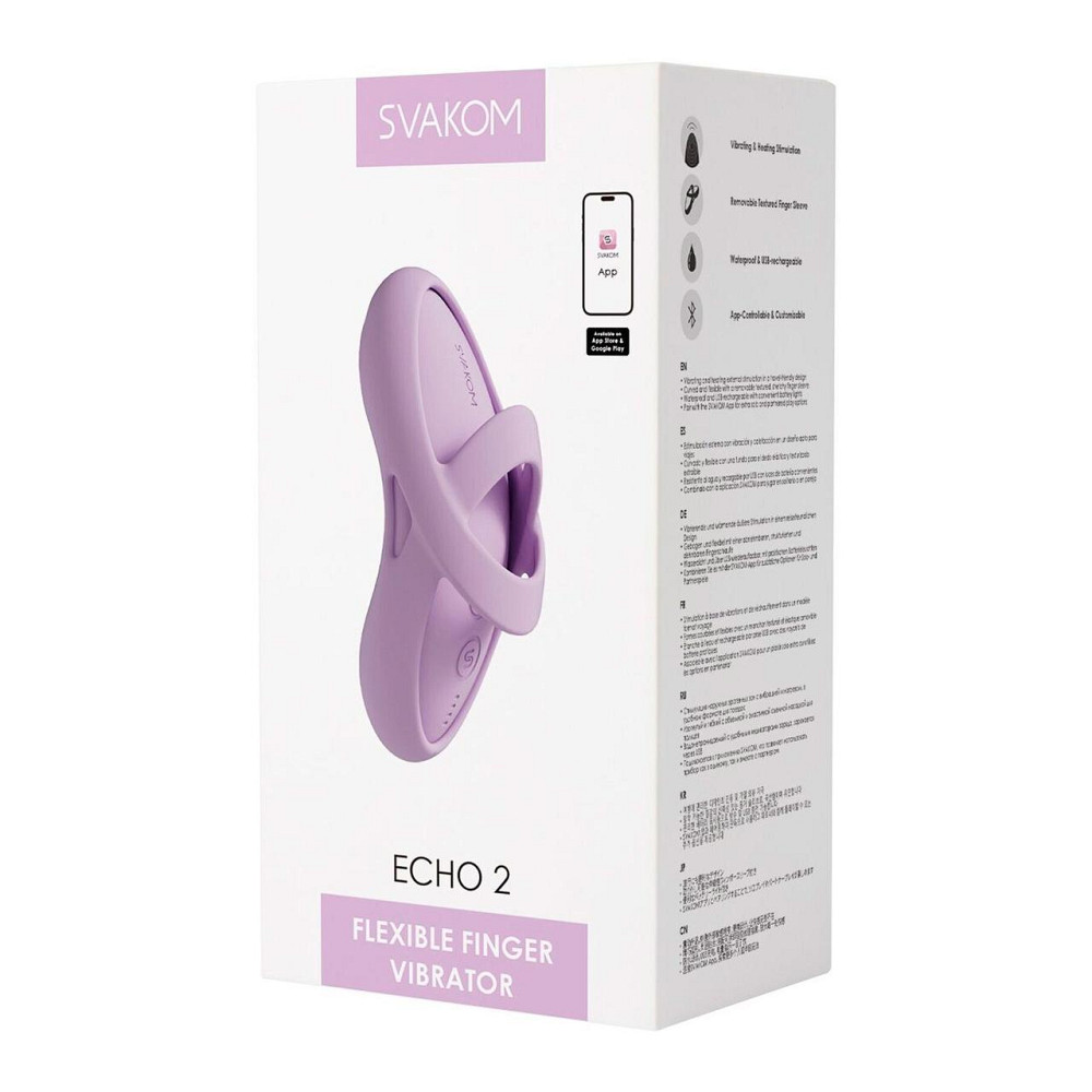 Смарт-вібратор для клітора Svakom Echo 2 Pink Lilac, підігрів до 38 °C, знімна насадка на палець Sex Aura Київ - фото 10