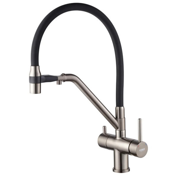 Кухонний змішувач KB-72006-07 з виходом для питної води колір графіт гнучкий вилив з підставкою (KR3382) Чернівці - фото 2