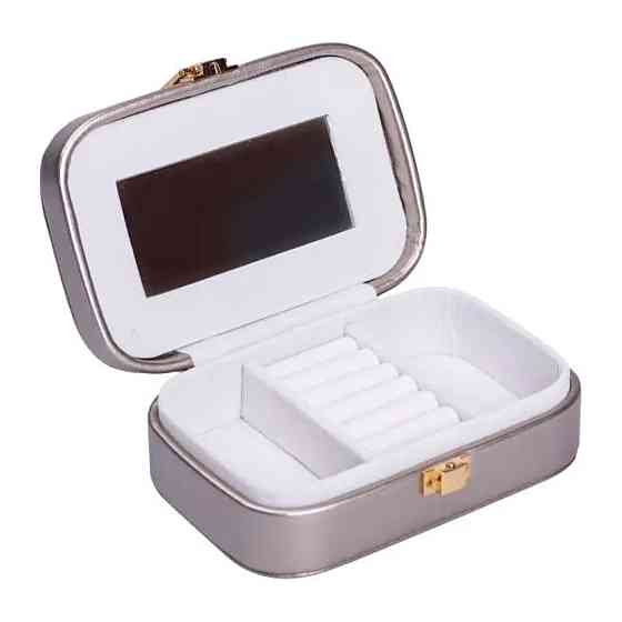 Шкатулка для украшений из эко кожи 15×10×5 см с зеркалом органайзер для ювелирных изделий HP-5-33G Киев