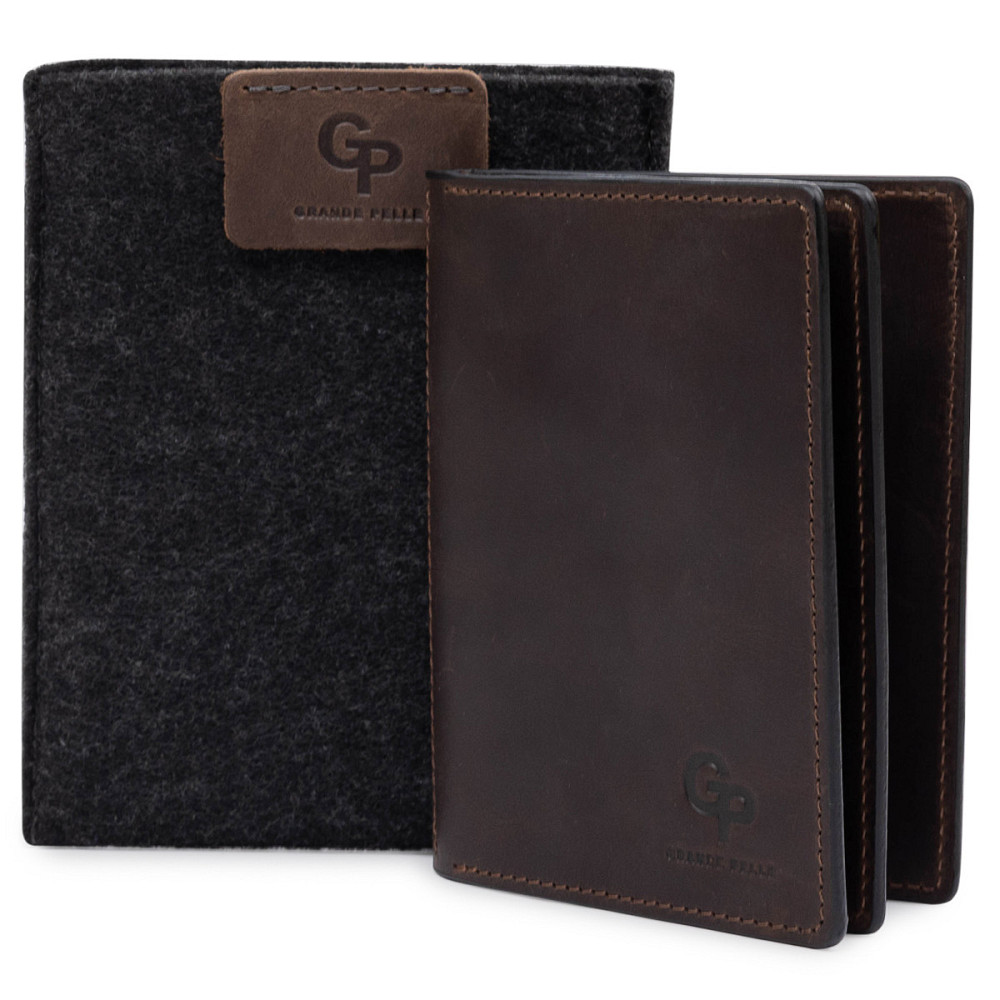 Шкіряна вінтажна обкладинка для документів GRANDE PELLE 11537 Коричневий Київ - фото 8