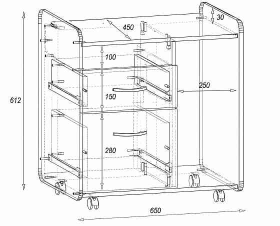 Тумба офисная ТМО-2, Бетон, 650/450/650 Львов