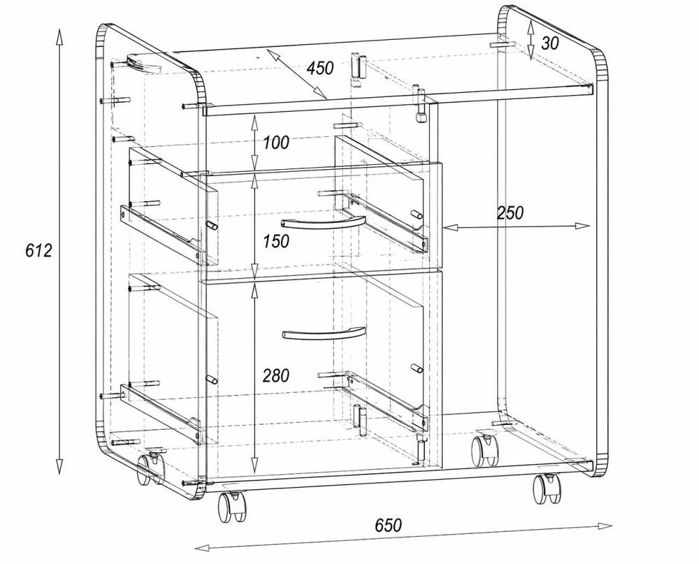 Тумба офисная ТМО-2, Бетон, 650/450/650 Львов - изображение 2