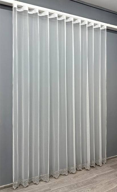 Тюль VR-Textil 1830т Грек-сетка с вышивкой и люрексом цвет Молочный с серым 300х270 см (42-0816) Киев - изображение 3