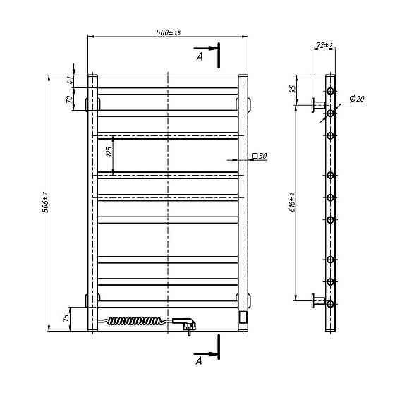 Полотенцесушитель электрический NAVIN Классик Квадро 500х800 Sensor (белый), таймер 12-116153-5080 Киев