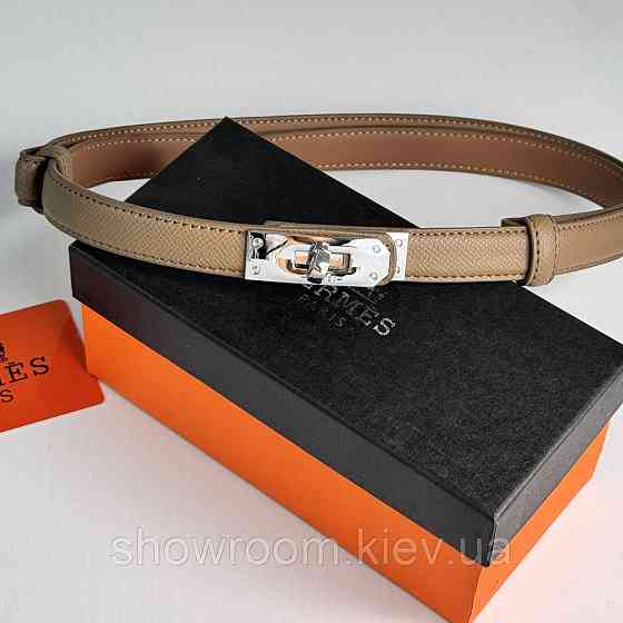 Женский кожаный ремень Hermes Гермес (280-2) тауп Киев