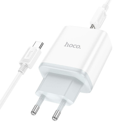 Зарядний пристрій HOCO C105A Stage 1xUSB-C PD20W + 1xUSB QC3.0 + cable USB-C to USB-C White (6931474782922) Вінниця - фото 3